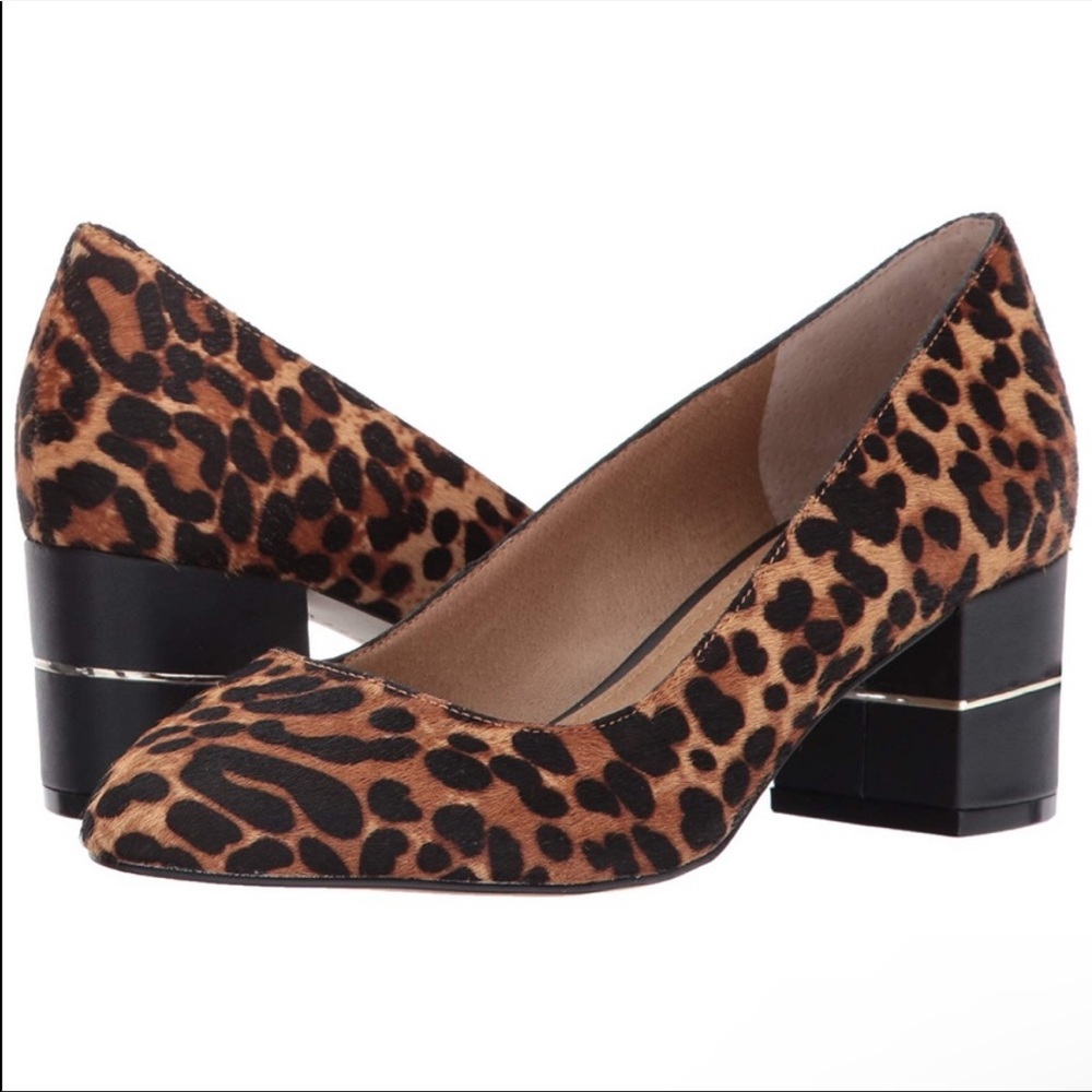 Tahari Leopard Block Heel Pump Size 9